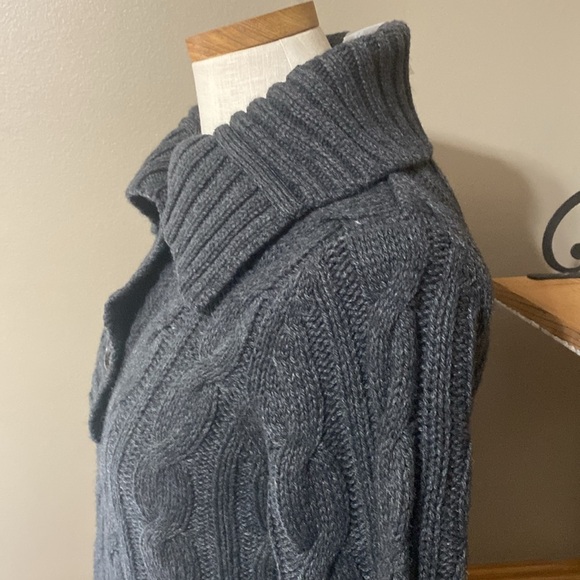 Eddie Bauer merino wool blue gray fisherman’s sweater size M NWT - Picture 4 of 8